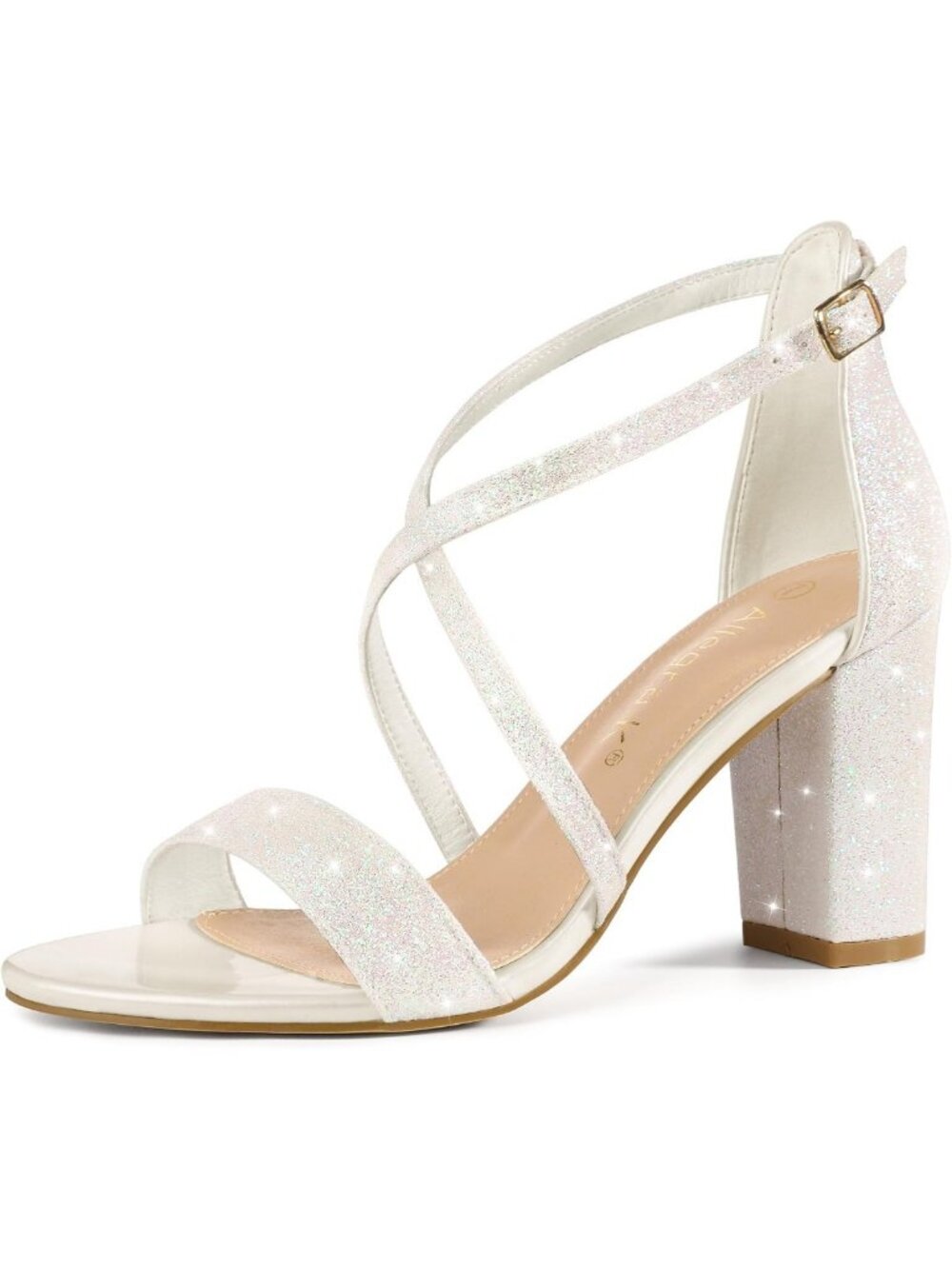 Glitter Crisscross Strap Block Heels Sandals for Women - Stylish & Comfortable